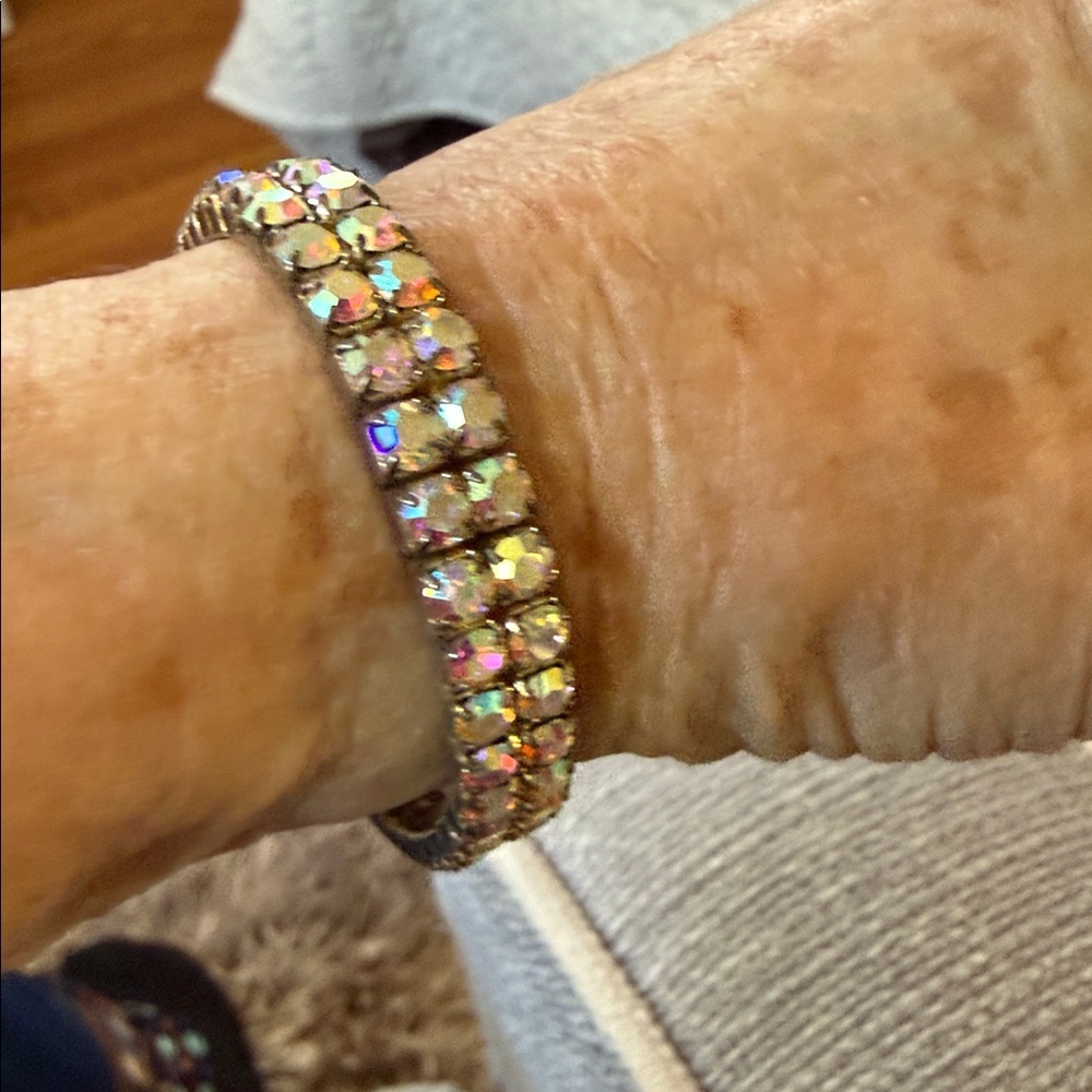 Vintage Aurora Borealis Rhinestone Stretch Bracelet